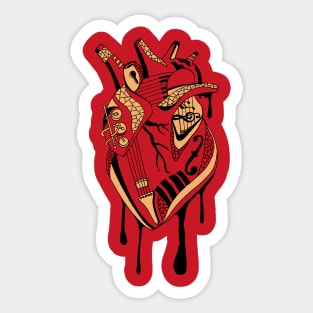 Red and Cream Musical Heart Sticker